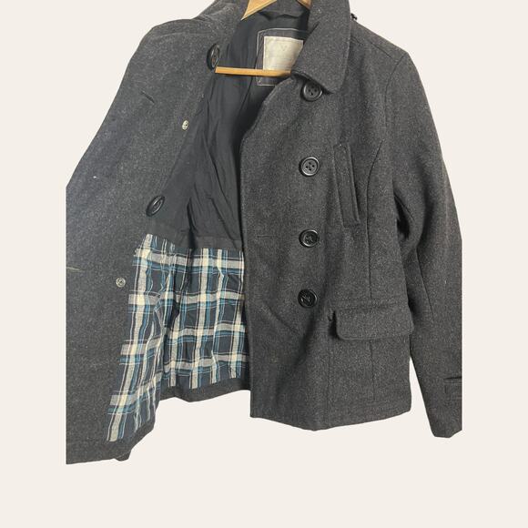 American Eagle Dark Gray Utilitarian Wool Pea Coat Size M - Picture 2 of 9